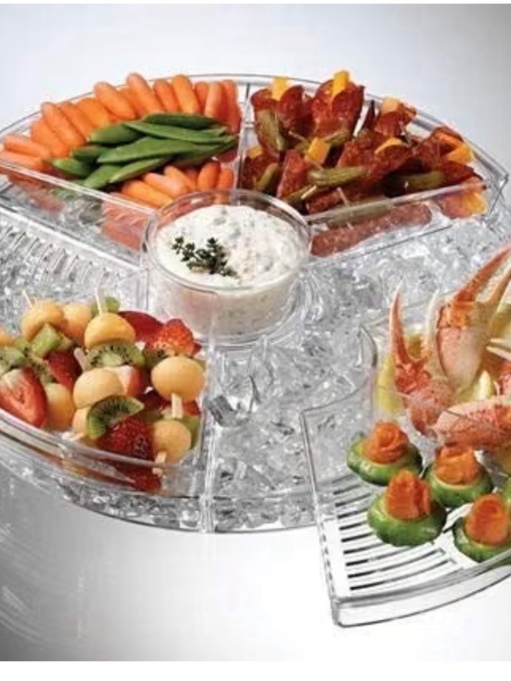 Clear Tiered Serving Platter with Removable Sections - Clear